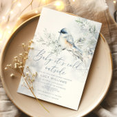 Baby seine kalte Außendusche Dusty Blue Schnee Bab Einladung