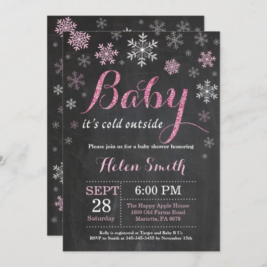 Baby seine kalte Außendusche Einladung (Vorne/Hinten)