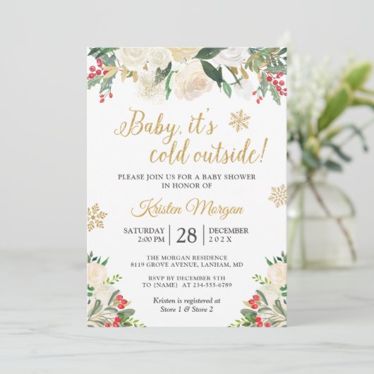 Baby seine kalte Außendusche Einladung (Stehend Vorderseite)