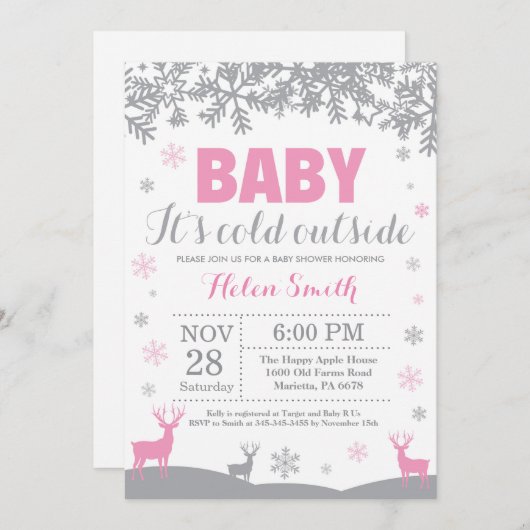 Baby seine kalte Außendusche Einladung (Vorne/Hinten)