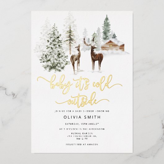 Baby seine kalte Außendusche Folieneinladung (Vorderseite)