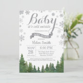 Baby seine kalte Außendusche Gray Baby Einladung (Stehend Vorderseite)
