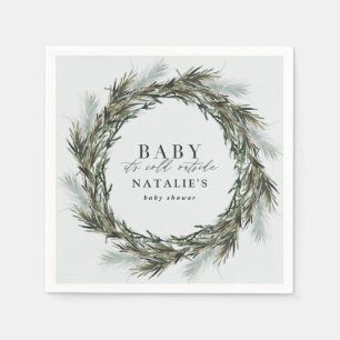 Baby seine kalte Außendusche im Winter. Serviette