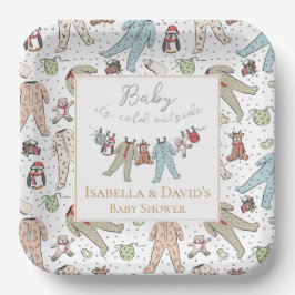 Baby seine kalte Außendusche Pappteller