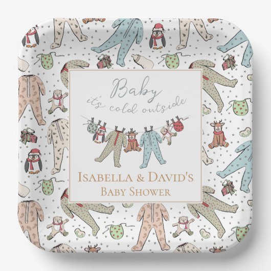 Baby seine kalte Außendusche Pappteller (Vorderseite)