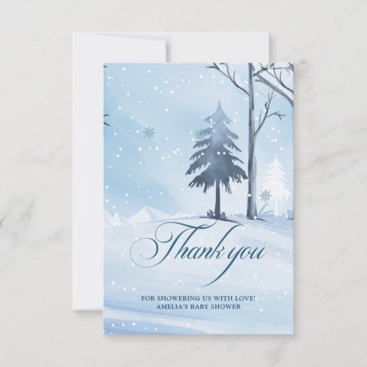 Baby seine kalte draußen im Winter Schneeflocken B Dankeskarte (Vorderseite)