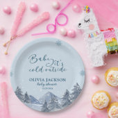 Baby seine kalte draußen im Winter Schneeflocken B Pappteller (Party)