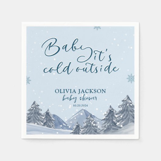 Baby seine kalte draußen im Winter Schneeflocken B Serviette (Vorderseite)