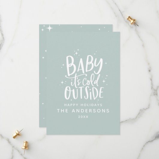 Baby seine kalte draußen typografische Weihnachtsf Save The Date (Vorderseite/Rückseite Beispiel)