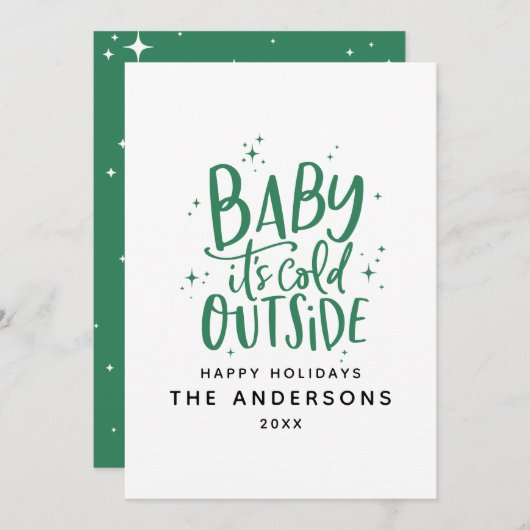 Baby seine kalte draußen typografische Weihnachtsf Save The Date (Vorne/Hinten)