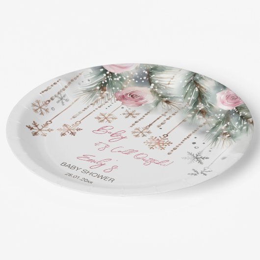 Baby seine kalte Duschgeschirr im Winter Pappteller (Schrägansicht)