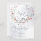 Baby seine kalte Dusty Blue Babydusche Einladung (Vorderseite)