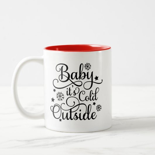 Baby seine kalte Outdoor Black Script Urlaub Zweifarbige Tasse (Links)