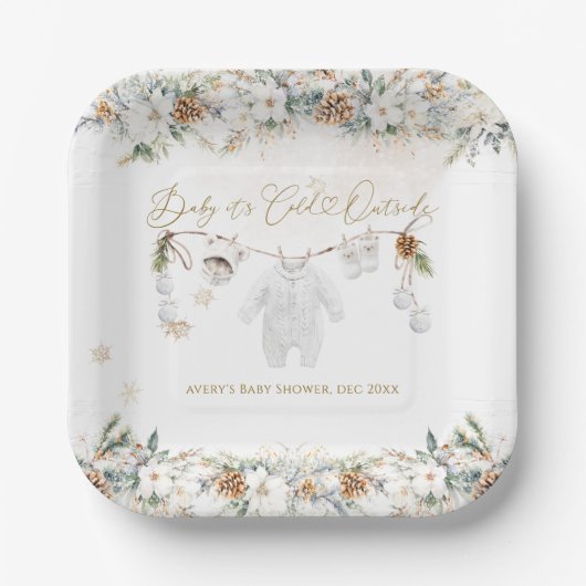 Baby seine kalte Outdoor Clothest Line Babydusche Pappteller (Vorderseite)