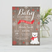 Baby seine kalte Outdoor Rustikale Winter Baby Dus Einladung (Stehend Vorderseite)