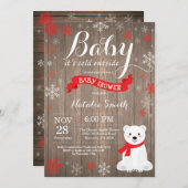 Baby seine kalte Outdoor Rustikale Winter Baby Dus Einladung (Vorne/Hinten)