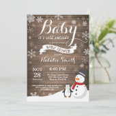 Baby seine kalte Outdoor Rustikale Winter Baby Dus Einladung (Stehend Vorderseite)