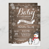 Baby seine kalte Outdoor Rustikale Winter Baby Dus Einladung (Vorne/Hinten)