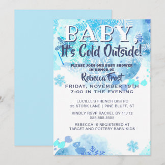 Baby seine kalte Outdoor Schneeflocken Blaue Dusch Einladung