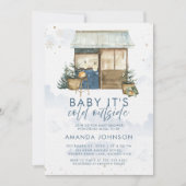 Baby seine kalte Outdoor Schneeflocken Winter Einladung (Vorderseite)