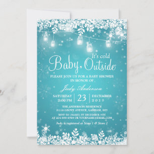 Baby seine kalte Outdoor Turquoise Winter Baby Dus Einladung