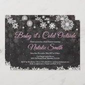 Baby seine kalte Outdoor Winter Pink Girl Babydusc Einladung (Vorne/Hinten)