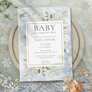 Baby seine kalte Outdoor Winterschneedusche Einladung