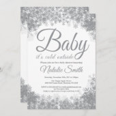 Baby seine kalte Outdoor Winterschneeflocke Babydu Einladung (Vorne/Hinten)