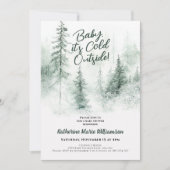 Baby seine kalte Outdoor Winterwalddusche Einladung (Vorderseite)