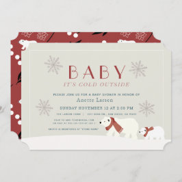 Baby seine kalten Außenpolarbären Beige Dusche Einladung