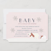 Baby seine kalten Außenpolarbären Pink Babydusche Einladung (Vorderseite)