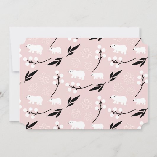 Baby seine kalten Außenpolarbären Pink Babydusche Einladung (Rückseite)