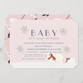 Baby seine kalten Außenpolarbären Pink Babydusche Einladung