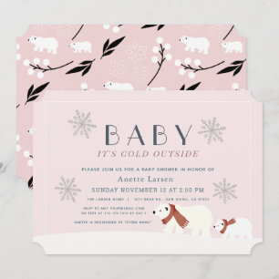 Baby seine kalten Außenpolarbären Pink Babydusche Einladung