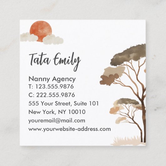 Baby Services Niedliche Tiere Business Card Quadratische Visitenkarte (Rückseite)