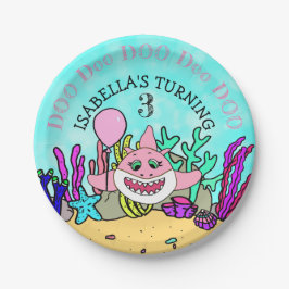 Baby Shark Aquamarin Coral Geburtstagsparty Pappteller