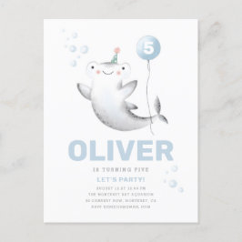 Baby Shark Balloon Kid's Birthday Einladung Postka Postkarte