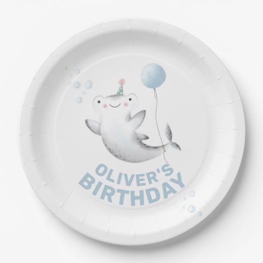 Baby Shark Balloon Kid's Birthday Paper Plate Pappteller (Vorderseite)