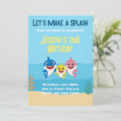 Baby Shark Birthday Invitation Einladung (Stehend Vorderseite)