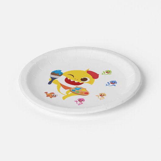 Baby Shark Birthday Party Teller (Schrägansicht)