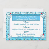 Baby Shark Boy's Geburtstag Einladung (Rückseite)