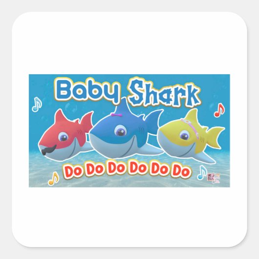 Baby Shark Card 2025 Quadratischer Aufkleber (Vorderseite)