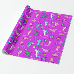 Baby Shark Familie Doo Doo Alles Gute zum Geburtst Geschenkpapier