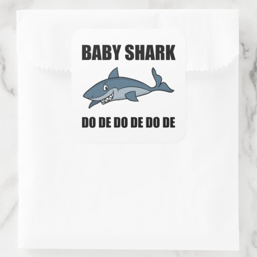 Baby Shark Funny Quadratischer Aufkleber (Tasche)
