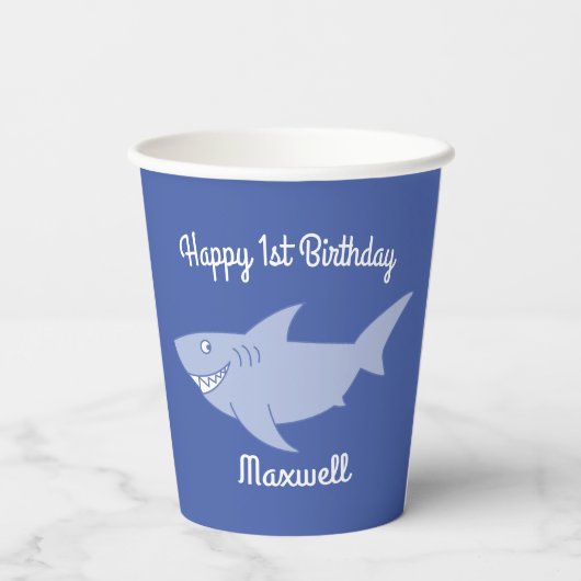 Baby Shark Kids 1. Geburtstag Pappbecher (Rückseite)