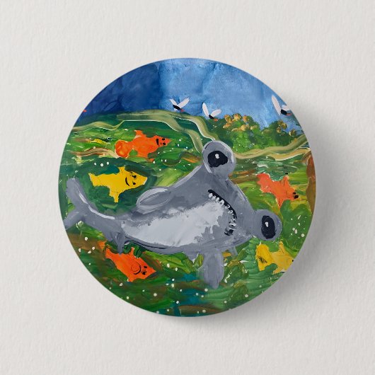 Baby Shark "Kunst von Kindern" Button (Vorderseite)