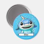 Baby Shark Magnet mit individueller Nametag (Vorderseite/Rückseite)