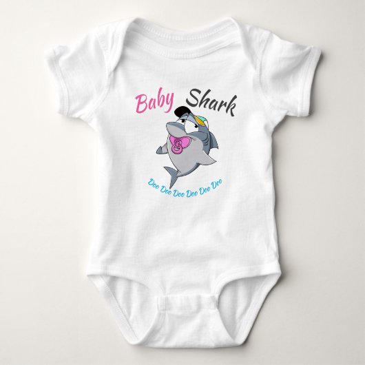 Baby Shark mit rosa Schnuller Doo Doo Doo Baby Strampler (Vorderseite)