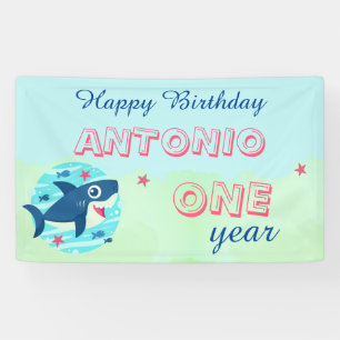 Baby Shark ozeanblau süße Kinder Alles Gute zum Ge Banner