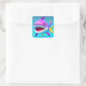 Baby Shark Quadratischer Aufkleber (Tasche)